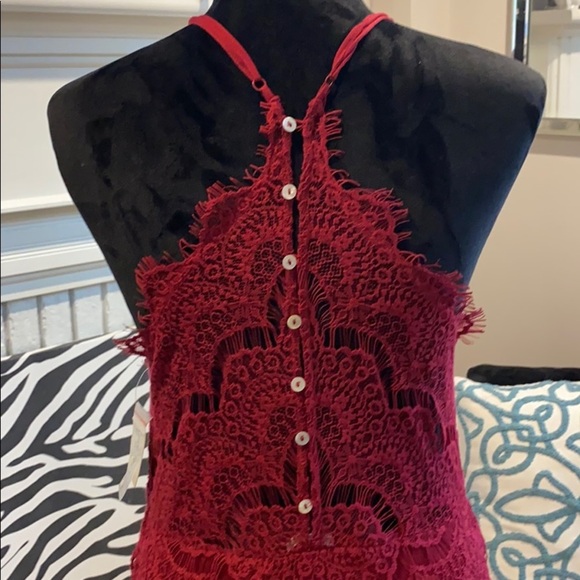 Free People She’s Got It Lace Wine Slip Dress, Lg - Picture 5 of 8